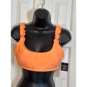 Salt & Cove Ruffle Strap Bikini Top Orange Swimsuit‎ Tie Back